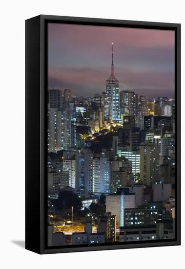 Sao Paulo Skyline at Night, Brazil.-Jon Hicks-Framed Stretched Canvas
