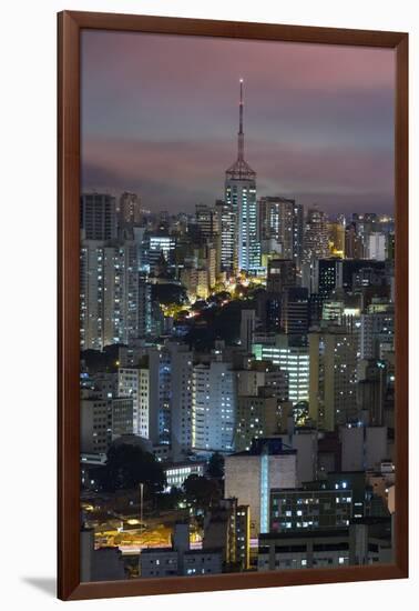 Sao Paulo Skyline at Night, Brazil.-Jon Hicks-Framed Photographic Print
