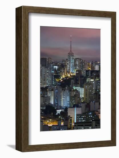 Sao Paulo Skyline at Night, Brazil.-Jon Hicks-Framed Photographic Print