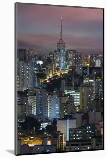 Sao Paulo Skyline at Night, Brazil.-Jon Hicks-Mounted Photographic Print