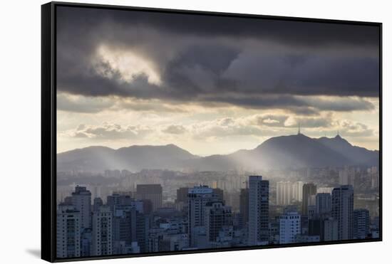 Sao Paulo Skyline, Brazil.-Jon Hicks-Framed Stretched Canvas