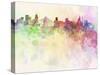 Sao Paulo Skyline in Watercolor Background-paulrommer-Stretched Canvas