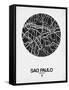 Sao Paulo Street Map Black on White-NaxArt-Framed Stretched Canvas