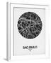 Sao Paulo Street Map Black on White-NaxArt-Framed Art Print