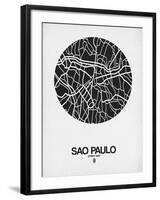 Sao Paulo Street Map Black on White-NaxArt-Framed Art Print