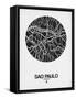 Sao Paulo Street Map Black on White-NaxArt-Framed Stretched Canvas