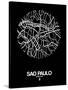 Sao Paulo Street Map Black-NaxArt-Stretched Canvas