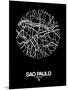 Sao Paulo Street Map Black-NaxArt-Mounted Art Print