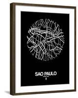 Sao Paulo Street Map Black-NaxArt-Framed Art Print