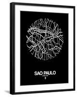 Sao Paulo Street Map Black-NaxArt-Framed Art Print