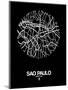 Sao Paulo Street Map Black-NaxArt-Mounted Art Print