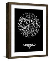 Sao Paulo Street Map Black-NaxArt-Framed Art Print