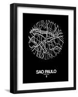 Sao Paulo Street Map Black-NaxArt-Framed Art Print