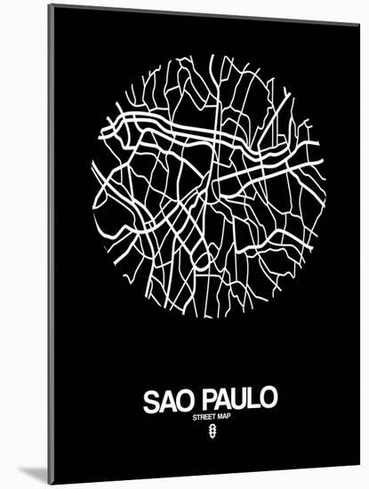 Sao Paulo Street Map Black-NaxArt-Mounted Art Print
