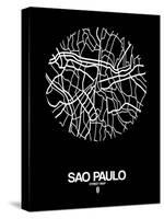Sao Paulo Street Map Black-NaxArt-Stretched Canvas