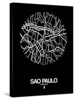 Sao Paulo Street Map Black-NaxArt-Stretched Canvas