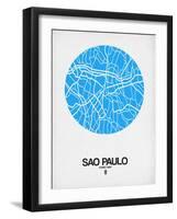 Sao Paulo Street Map Blue-NaxArt-Framed Art Print