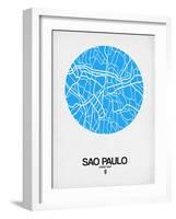 Sao Paulo Street Map Blue-NaxArt-Framed Art Print