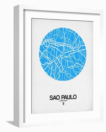 Sao Paulo Street Map Blue-NaxArt-Framed Art Print