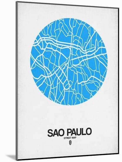 Sao Paulo Street Map Blue-NaxArt-Mounted Art Print