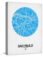Sao Paulo Street Map Blue-NaxArt-Stretched Canvas