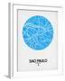 Sao Paulo Street Map Blue-NaxArt-Framed Art Print