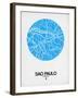 Sao Paulo Street Map Blue-NaxArt-Framed Art Print