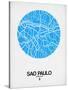 Sao Paulo Street Map Blue-NaxArt-Stretched Canvas