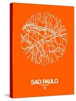 Sao Paulo Street Map Orange-NaxArt-Stretched Canvas