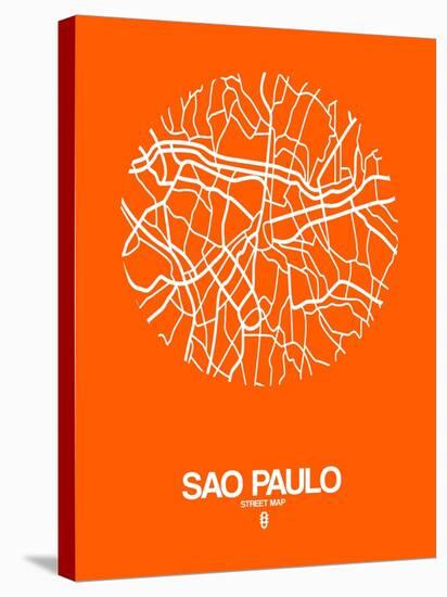 Sao Paulo Street Map Orange-NaxArt-Stretched Canvas