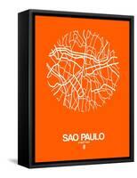 Sao Paulo Street Map Orange-NaxArt-Framed Stretched Canvas