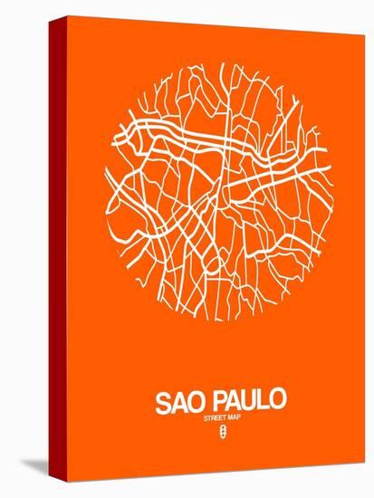 Sao Paulo Street Map Orange-NaxArt-Stretched Canvas