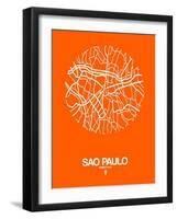 Sao Paulo Street Map Orange-NaxArt-Framed Art Print