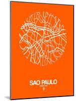 Sao Paulo Street Map Orange-NaxArt-Mounted Art Print