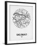 Sao Paulo Street Map White-NaxArt-Framed Art Print