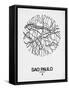 Sao Paulo Street Map White-NaxArt-Framed Stretched Canvas