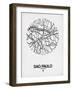 Sao Paulo Street Map White-NaxArt-Framed Art Print