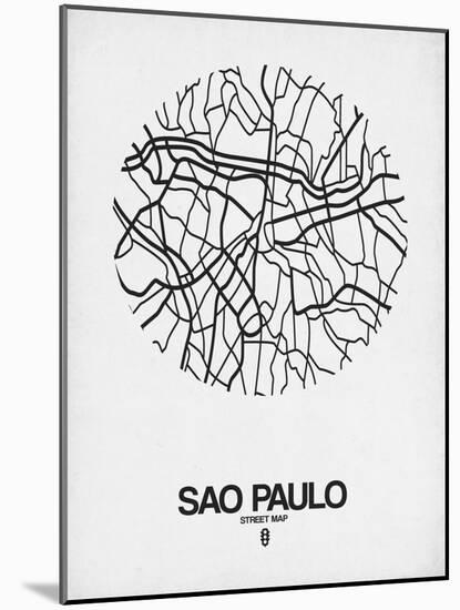 Sao Paulo Street Map White-NaxArt-Mounted Art Print