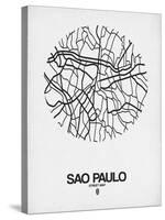 Sao Paulo Street Map White-NaxArt-Stretched Canvas