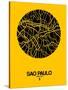 Sao Paulo Street Map Yellow-NaxArt-Stretched Canvas