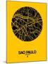 Sao Paulo Street Map Yellow-NaxArt-Mounted Art Print