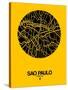 Sao Paulo Street Map Yellow-NaxArt-Stretched Canvas