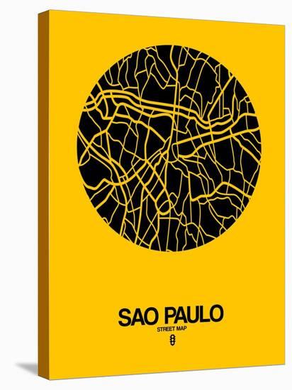 Sao Paulo Street Map Yellow-NaxArt-Stretched Canvas