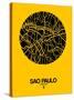 Sao Paulo Street Map Yellow-NaxArt-Stretched Canvas