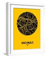 Sao Paulo Street Map Yellow-NaxArt-Framed Art Print