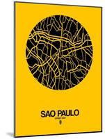 Sao Paulo Street Map Yellow-NaxArt-Mounted Art Print