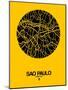 Sao Paulo Street Map Yellow-NaxArt-Mounted Art Print