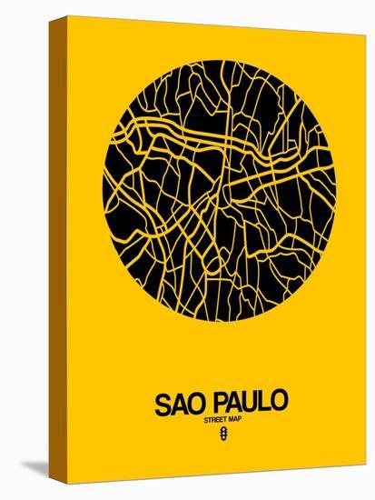 Sao Paulo Street Map Yellow-NaxArt-Stretched Canvas