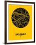 Sao Paulo Street Map Yellow-NaxArt-Framed Art Print