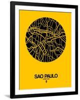 Sao Paulo Street Map Yellow-NaxArt-Framed Art Print